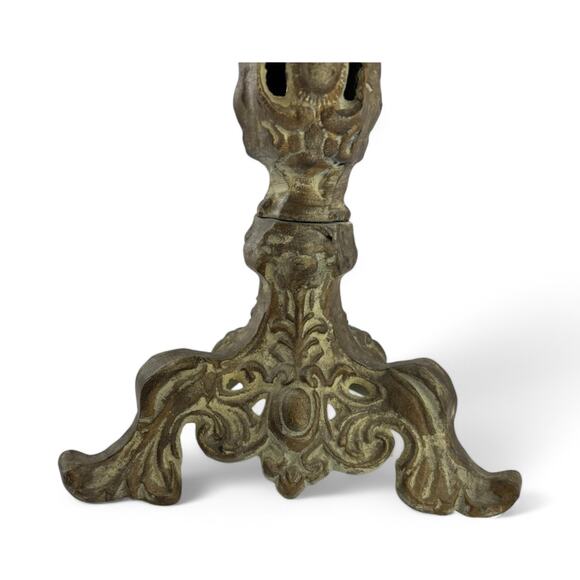 Antique French Gilt Brass & Crystal Prism Candle Holder – Rococo Style - Picture 4 of 16